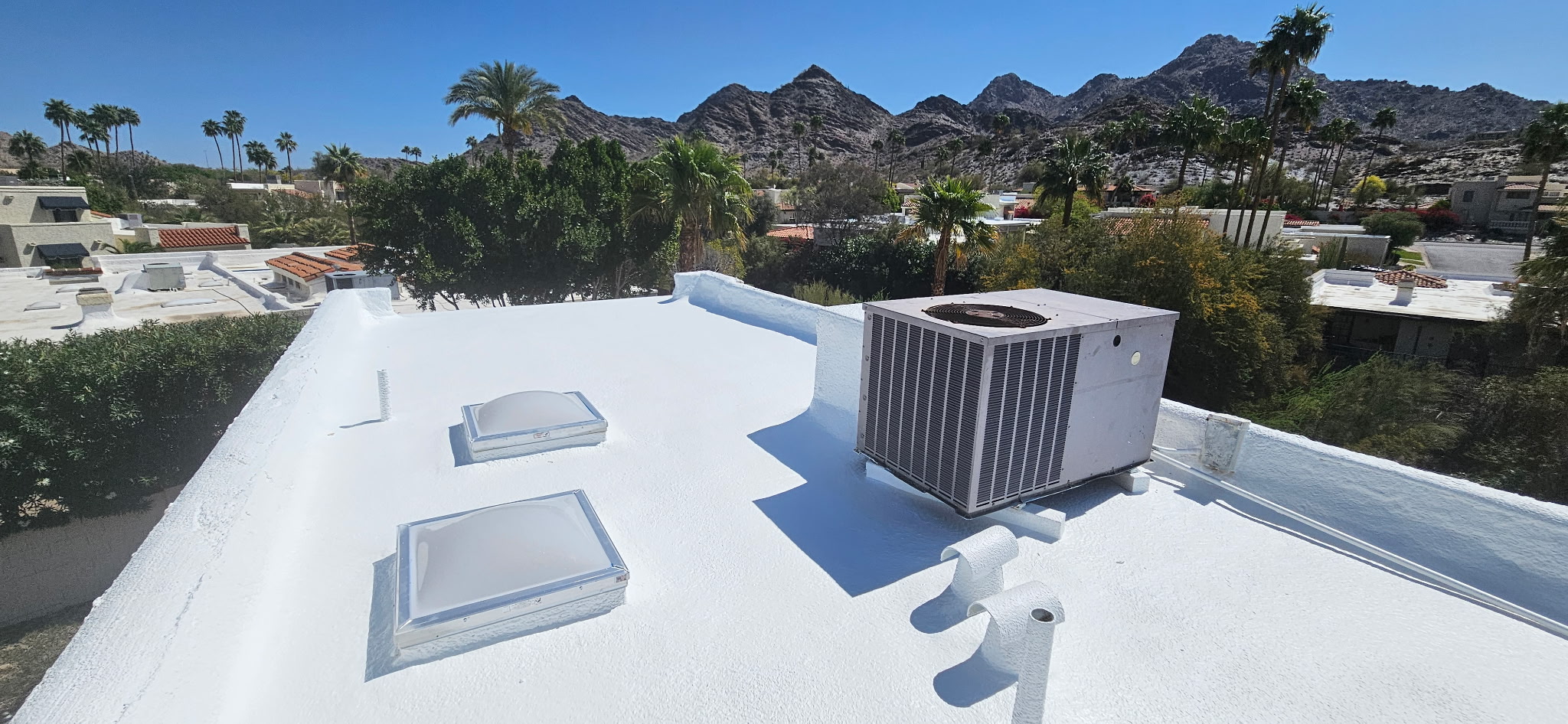Elastomeric roof coating on a roof in Phoenix Arizona by Durafoam Roofing